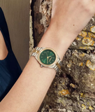 Olivia Burton Green Dial Two Tone Stainless Steel Watch
