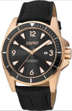 Esprit Arlo ES1G322L0035 Mens Quartz Watch | 44mm Black Leather Strap | Luxury Original New