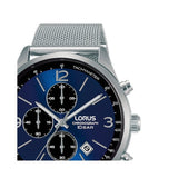Lorus RM315HX9 Men's Silver Mesh Stainless Steel Analog Blue Dial Quartz Watch | Durable & Stylish Timepiece