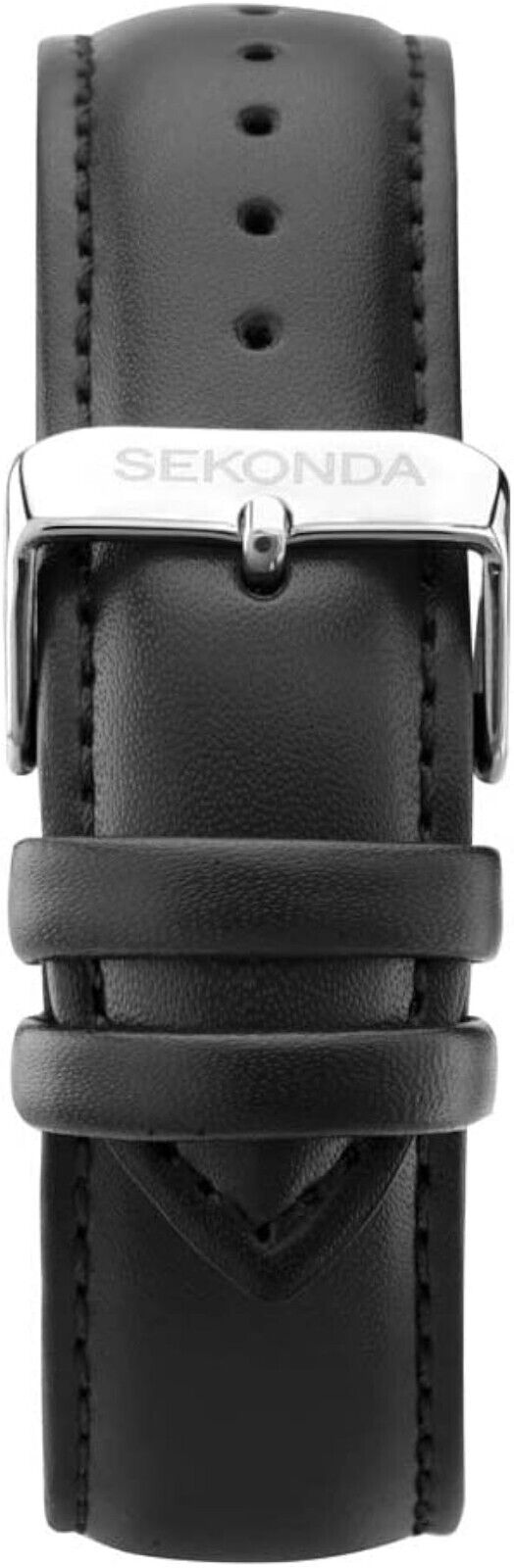 Sekonda 1876 Men's Black Leather Strap Analog Green Dial Quartz